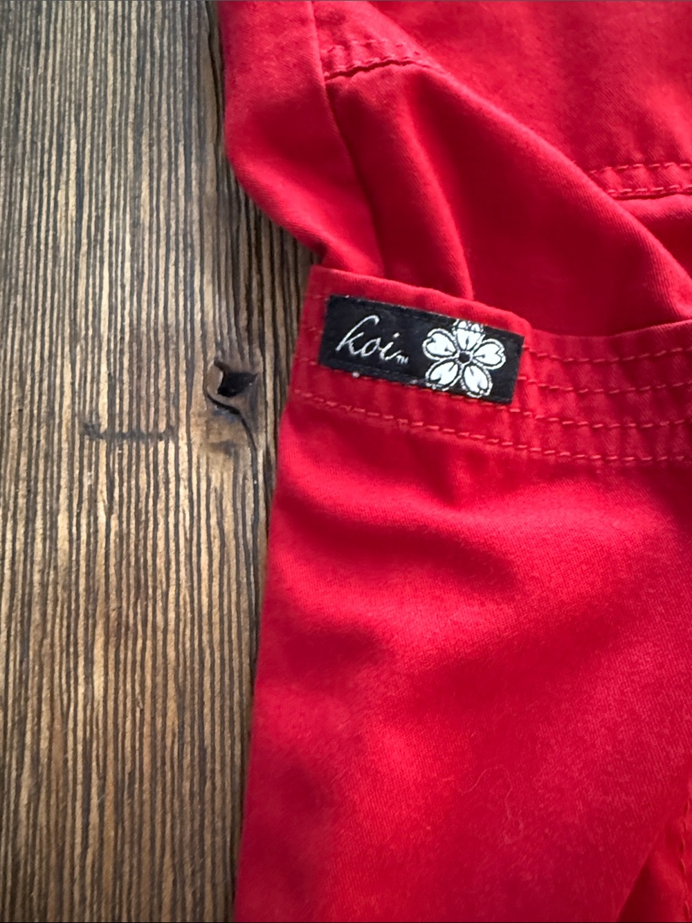 koi Red Drawstring Scrub Pants - Picture 6 of 7